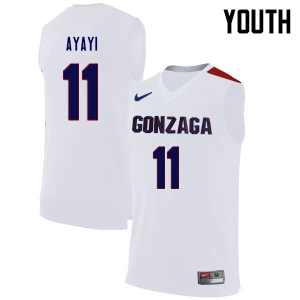 Youth Gonzaga Bulldogs #11 Joel Ayayi College Basketball Jerseys Sale-White